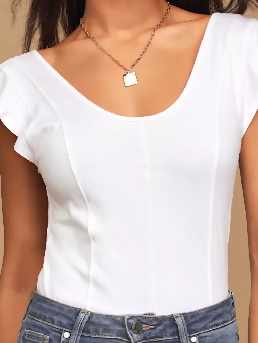 Free People Women's White Scoop Neck Top Size Small